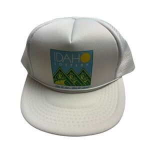 Vintage Idaho State Lottery White Snapback Trucker Hat Wooh Crew‎